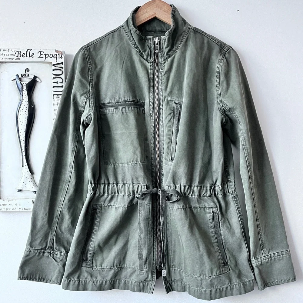 Melrose And Market Casual Green Cotton Utility Women’s Jacket Size S